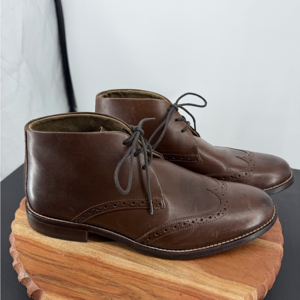 Stafford men's brown leather wingtip brogue chukka boots sz 9.5